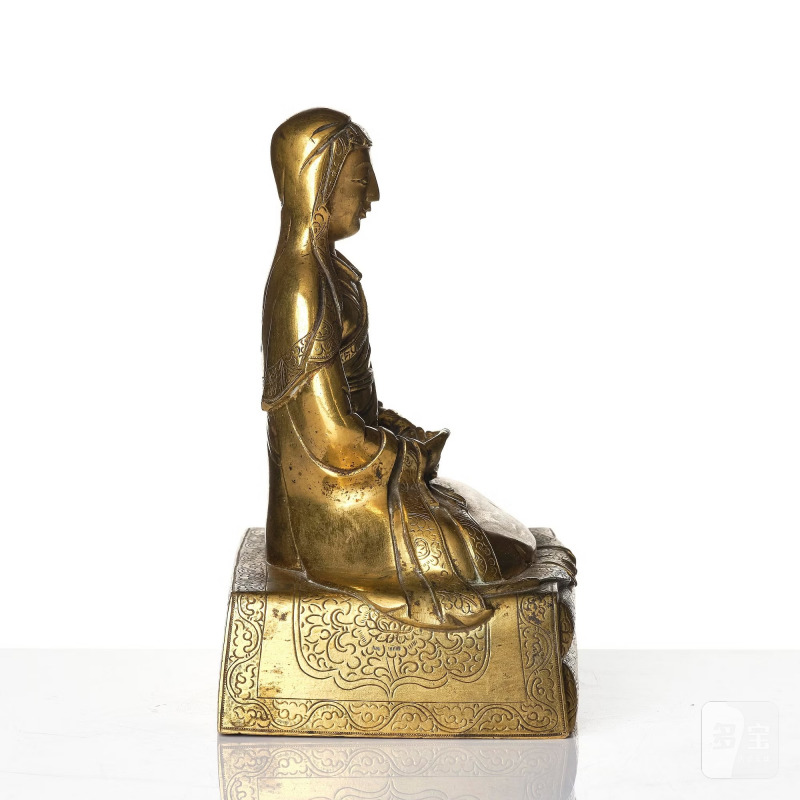 A gilt bronze sculpture of Arhat Ajita, - 图5